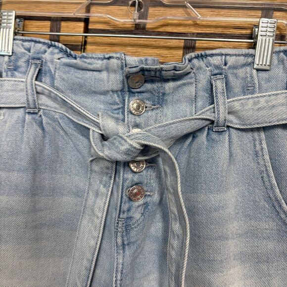 American Eagle Denim Tie Waist Mom Shorts Size 2 - Picture 3 of 9